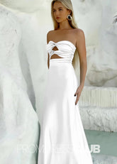 Hedda | Aqua Blue Sleeveless Floor - Length Long Prom Dresses - White - PromDressClub